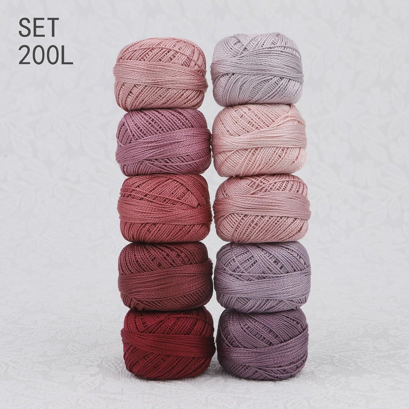 AMOHilos Size 8 Double Mercerized Egyptian Long Staple Cotton Pearl Thread Ball 5 Grams Rainbow Color Embroidery Thread 10 Colors per Box for Crochet Hardanger Cross Stitch Hand Embroidery (Set L) - Image 2